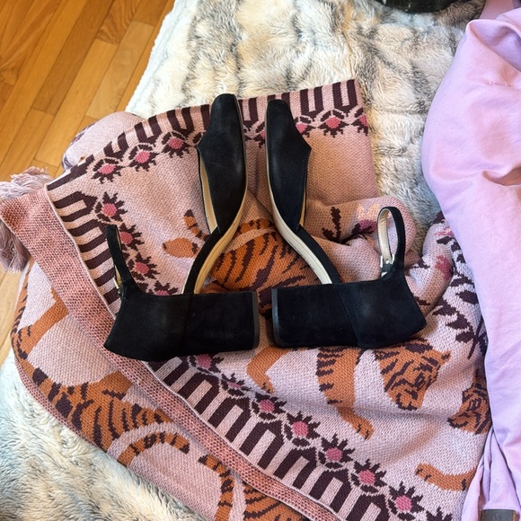 Black suede leather Sam Edelman chunky heels - Picture 5 of 6